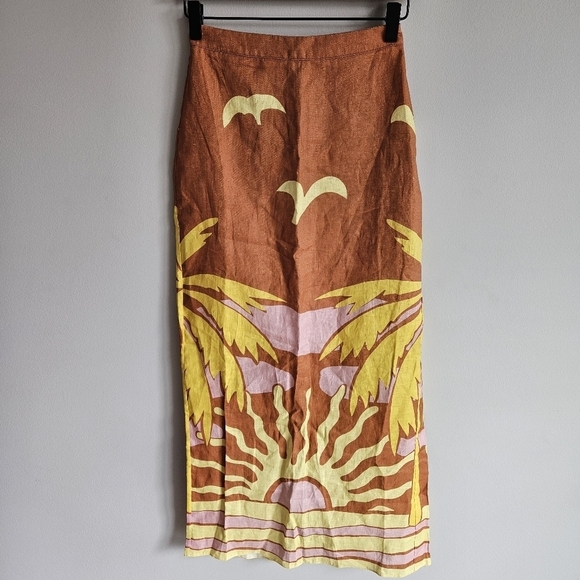 Cala de la Cruz Orange Magda Midi Pencil Skirt NWT - Picture 5 of 14